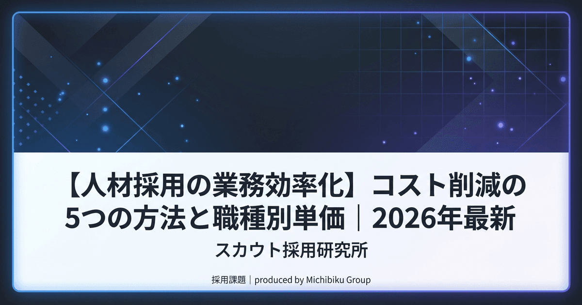 【人材採用 業務効率化】コスト削減のための5つの方法と職種別単価徹底解説